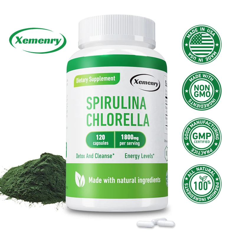 Tulsi Holy Basil - Spirulina Chlorella-capsules - Natuurlijke energie- en