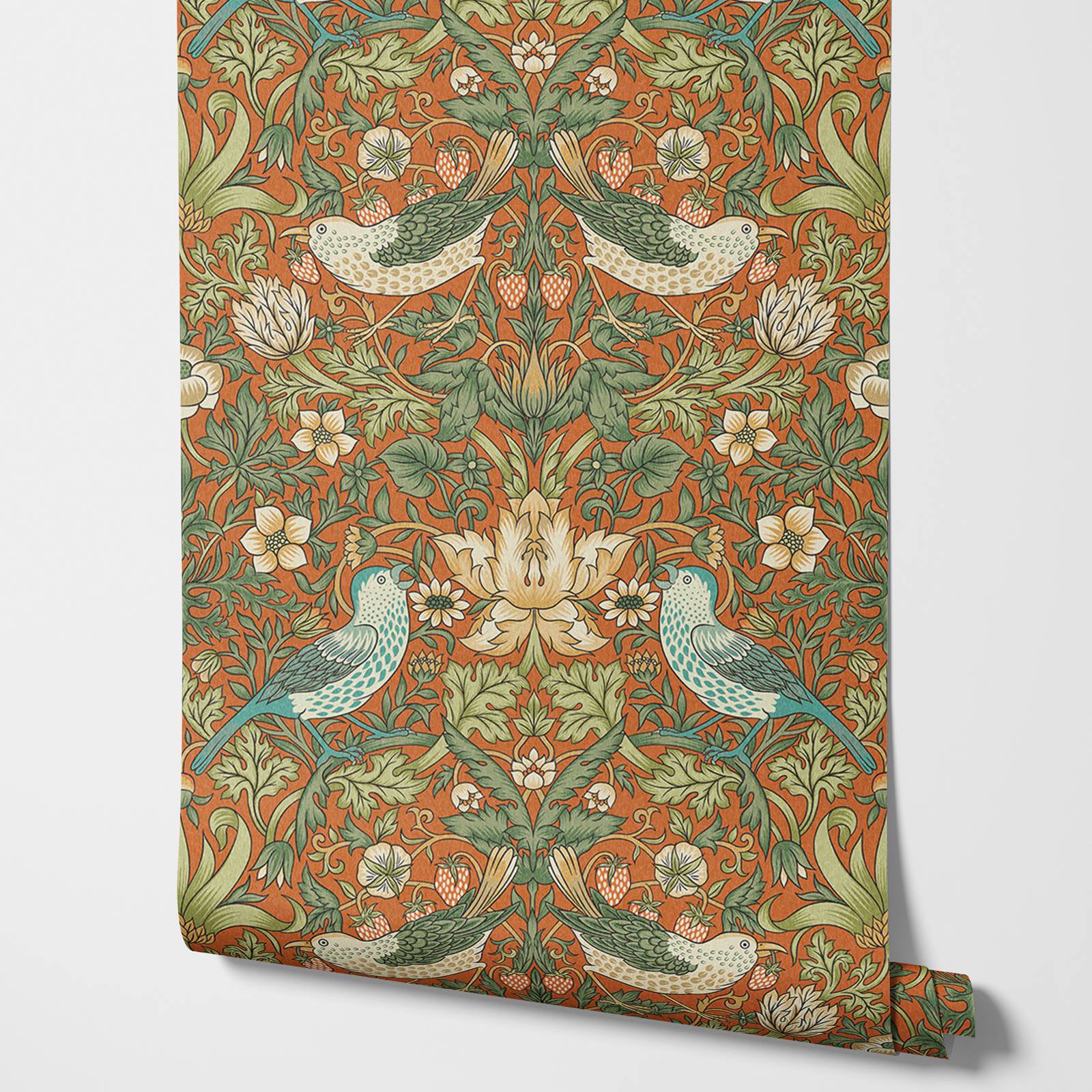 Herbal Wallpaper - Strawberry Thief Flower Wallpaper in vintage