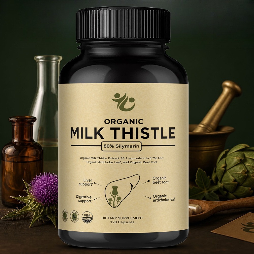 Milk Thistle Silymarin - Mariadistel Lever Detox Capsules, 80% Silymarin