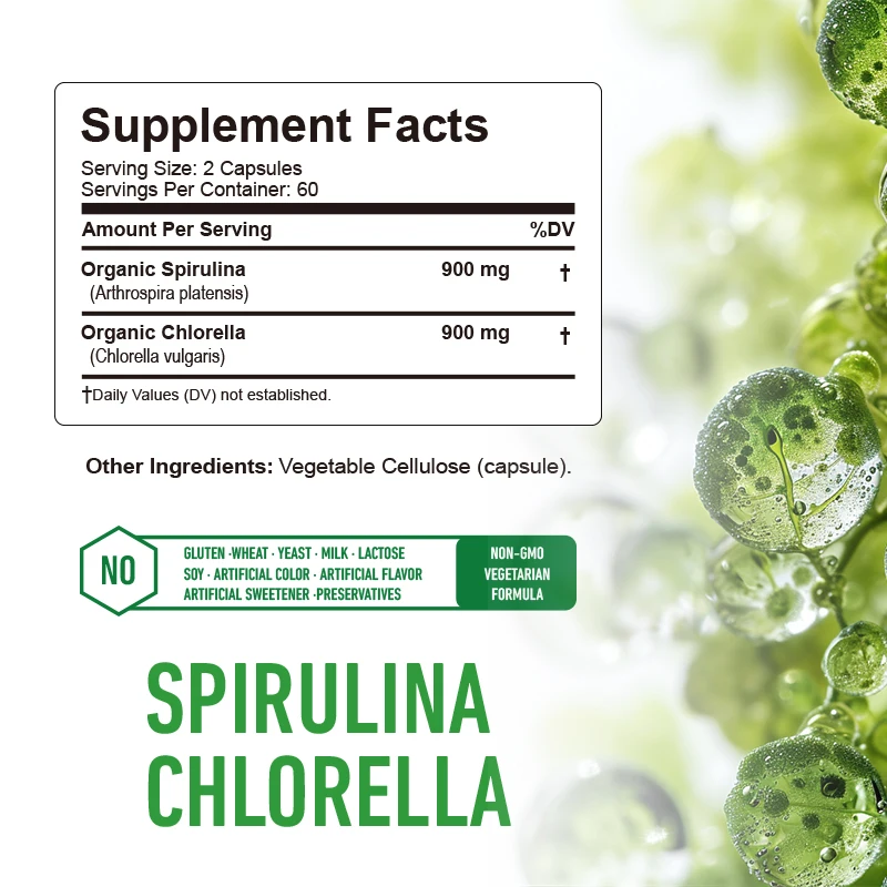 Spirulina Chlorella-capsules - - Tulsi Holy Basil recensie en prijs