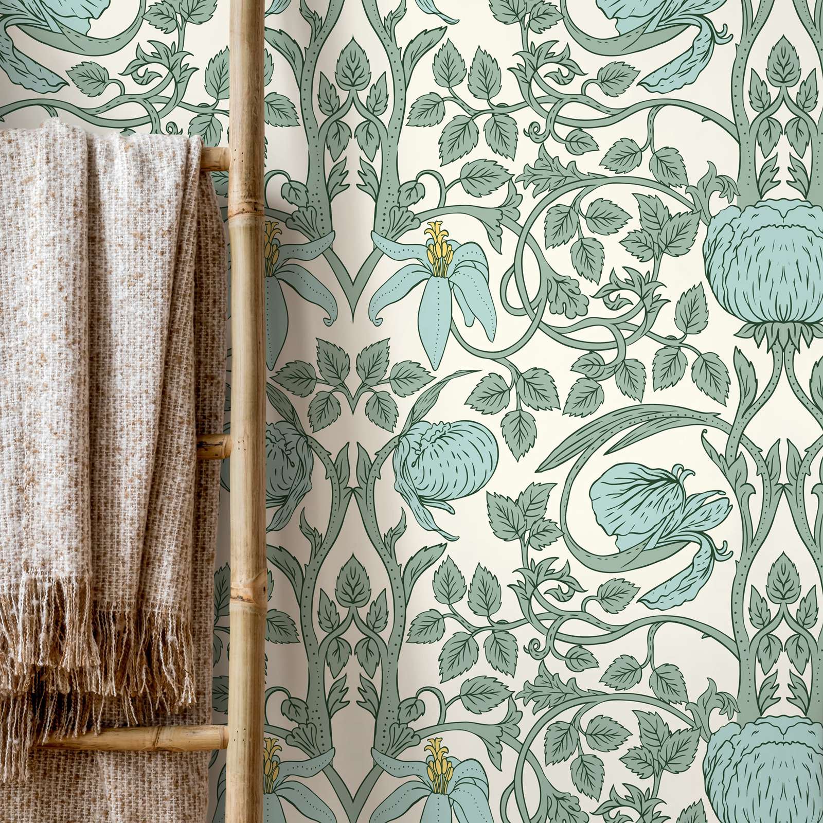 Pastel Art Nouveau behang, sch - Herbal Wallpaper recensie en prijs