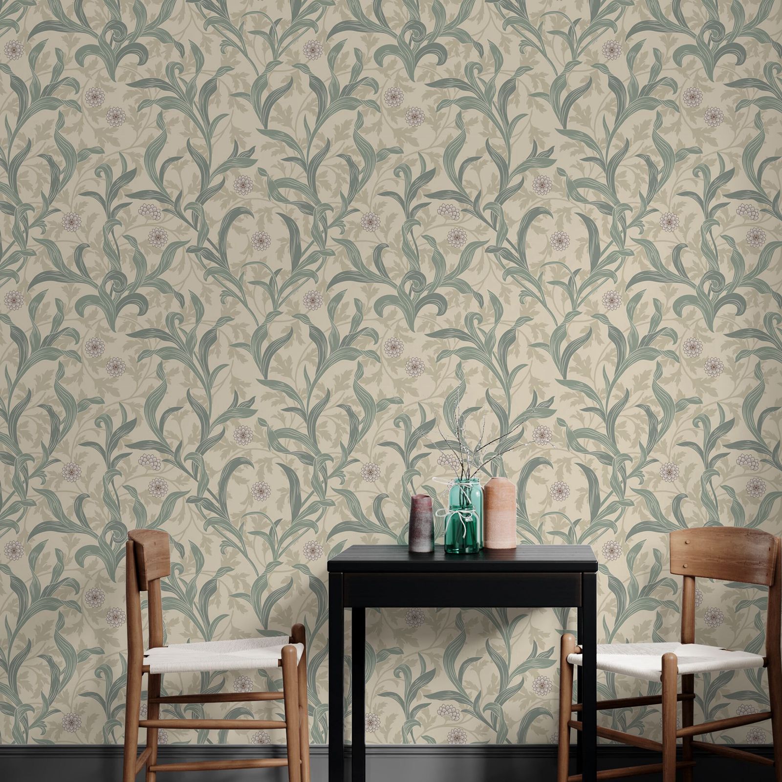 Vintage bloemenblad behang sch - Herbal Wallpaper recensie en prijs
