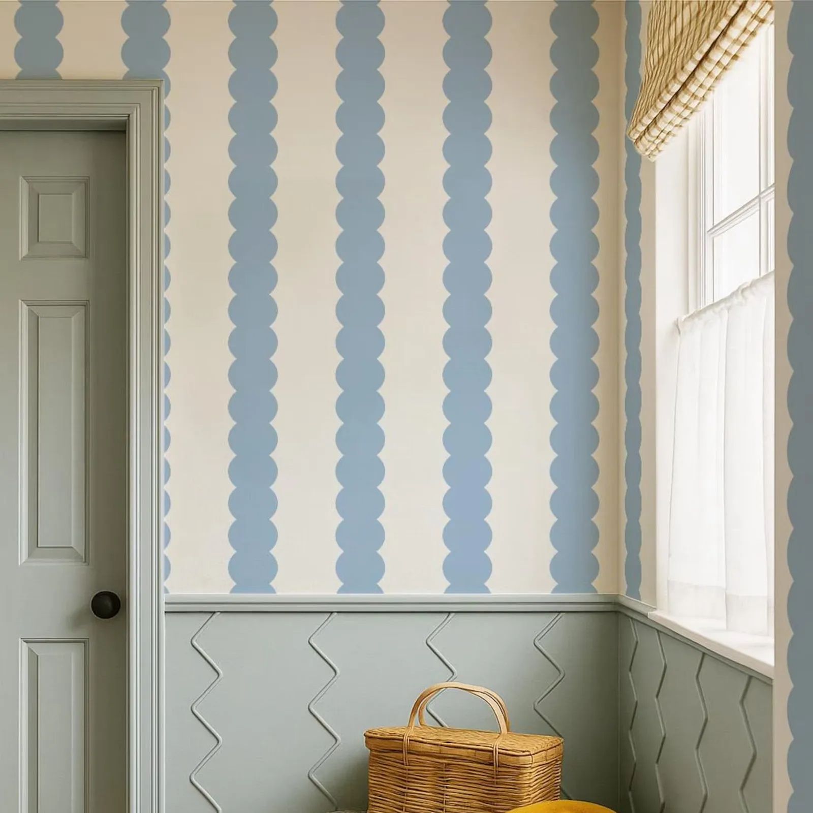 Blauwe abstracte bubbellijnen  - Herbal Wallpaper recensie en prijs