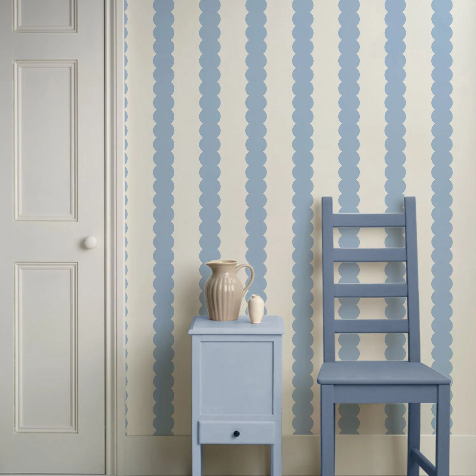 Blauwe abstracte bubbellijnen  - Herbal Wallpaper recensie en prijs